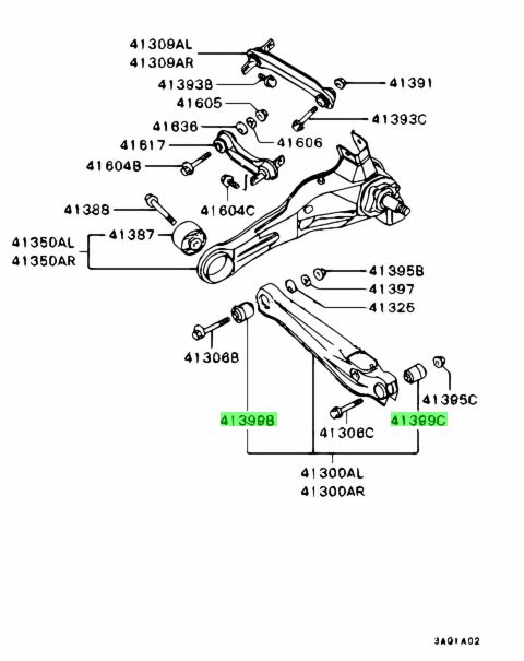 MR102012 BOCCOLA BRACCIO INFERIORE SOSPENSIONE POSTERIORE Mitsubishi Colt
