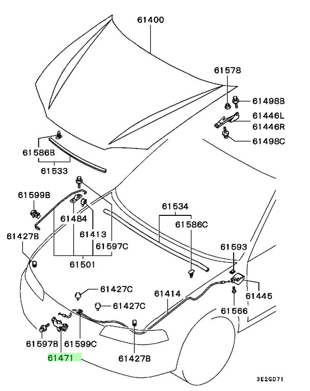  MR280776 Serratura / Meccanismo di chiusura del cofano motore