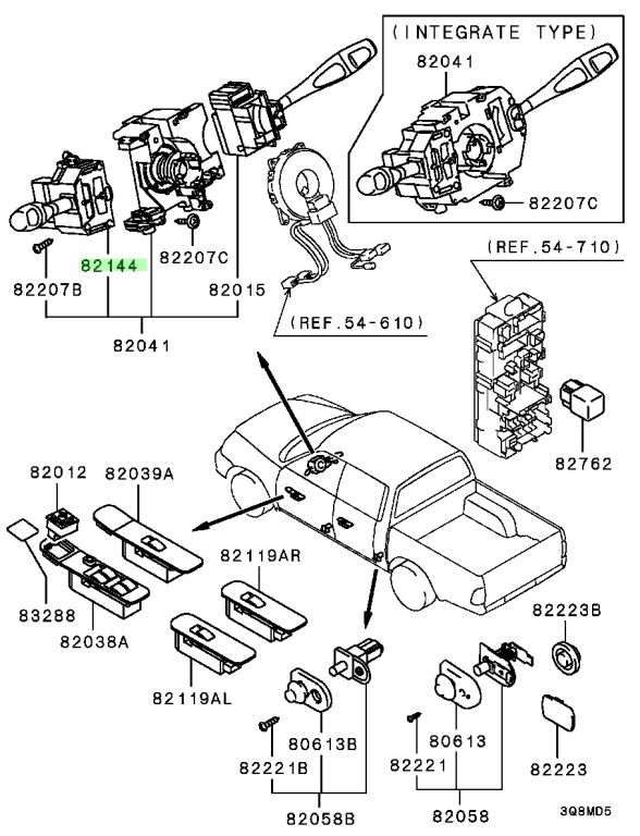 MR459877 INTERRUTTORE DEVIALUCI Mitsubishi L200 K74