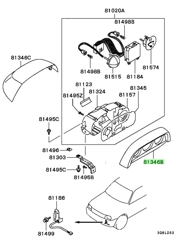 MR732070 COVER CONSOLLE INDICATORE INCLINOMETRO MITSUBISHI L200