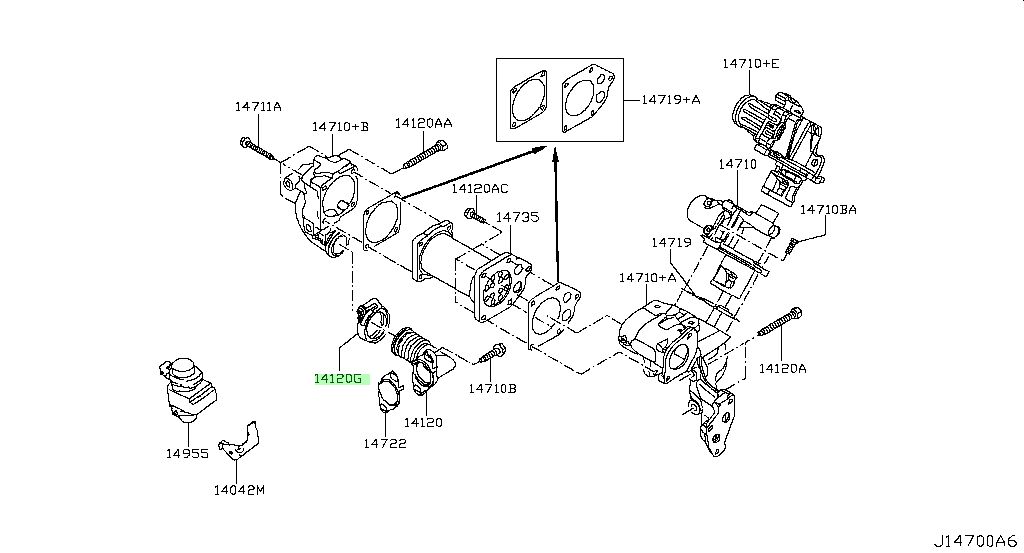 01556-00Q0C GUARNIZIONE DEL TUBO EGR  Modello Nissan