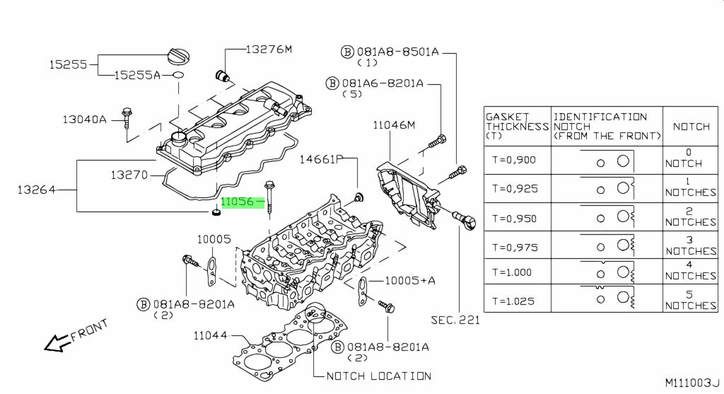 11056-5M300 BULLONE TESTATA NISSAN NAVARA D40 ORIGINALE