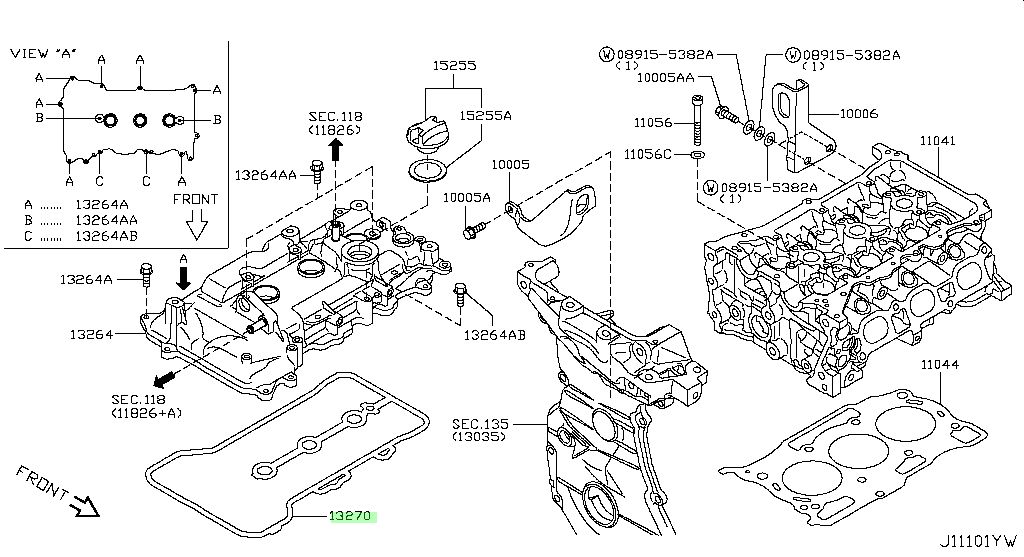 13270-1HC0A GUARNIZIONE PUNTERIE NISSAN MICRA MK4