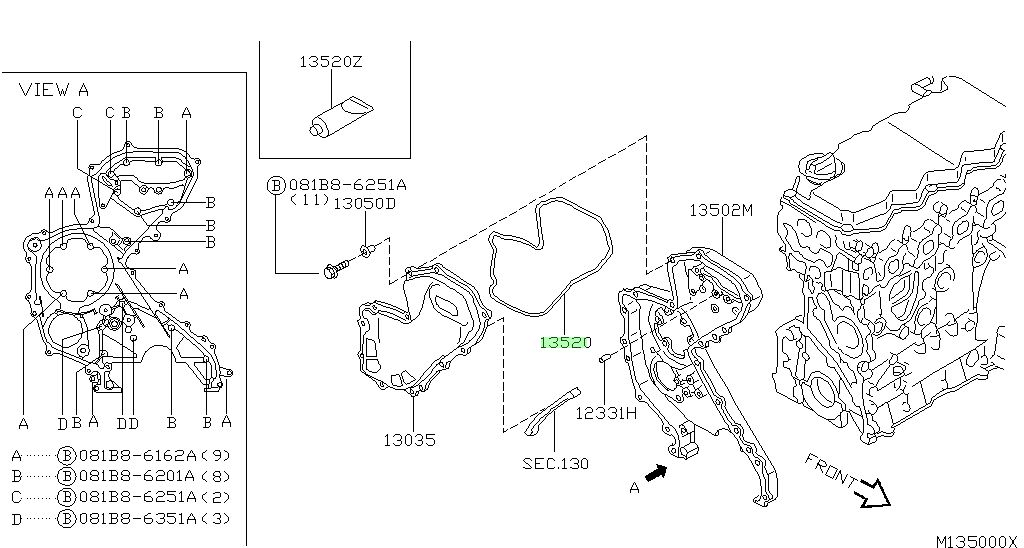 13520-BN80A GUARNIZIONE COPERCHIO CINGHIA DI DISTRIBUZIONE NISSAN NAVARA D22