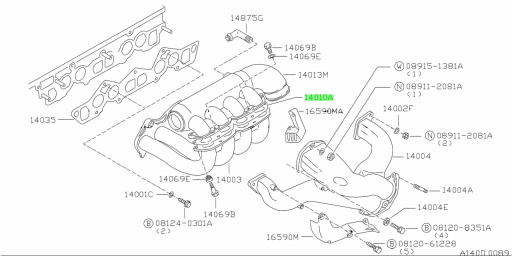 14033-G5500 GUARNIZIONE COLLETTORE DI SCARICO NISSAN NUOVO ORIGINALE
