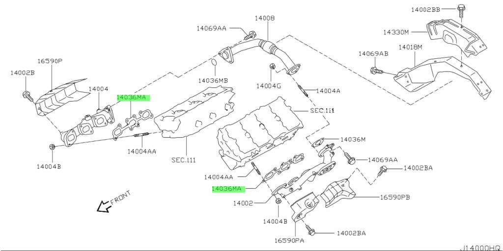 14036-4W015 GUARNIZIONE COLLETTORE DI SCARICO NISSAN NUOVO ORIGINALE