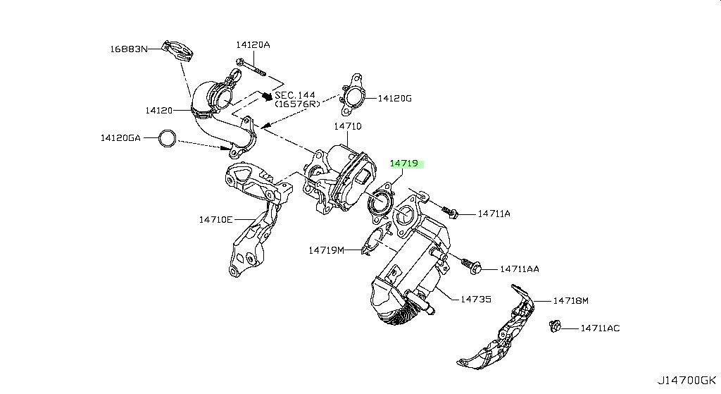 14719-00Q0N GUARNIZIONE VALVOLA EGR Nissan Qashqai+2 X-Trail