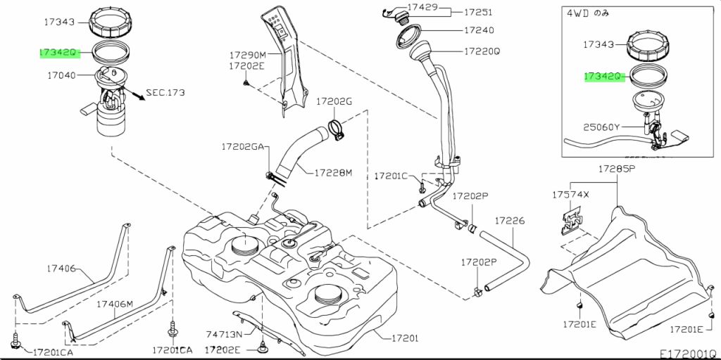 Guarnizione manometro carburante originale Nissan Qashqai J10 17342-JD00A - immagine 3