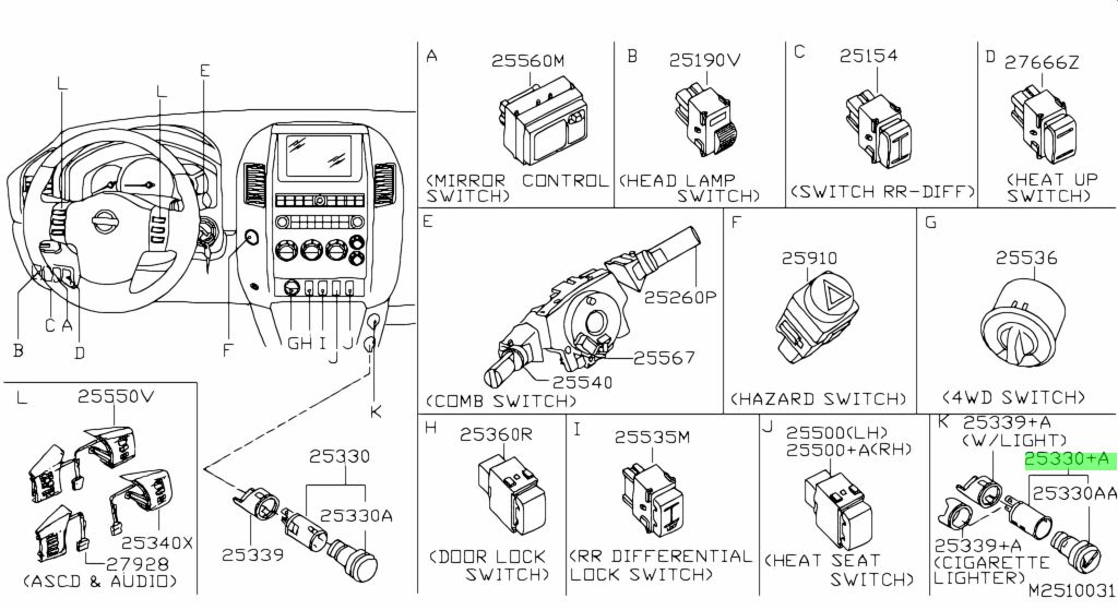 25331-AV60A KIT FUMATORI ACCENDINO NISSAN TERRANO II NAVARA
