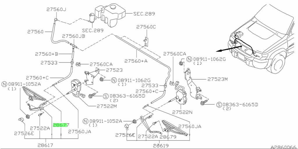 28677-VB200 Spazzola Tergicristallo originale Nissan TERRANO II