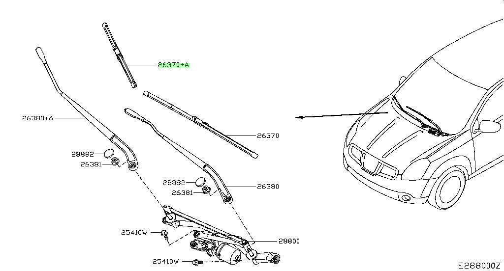 28890-JD91C Spazzola Tergicristallo originale Nissan Nissan Qashqai
