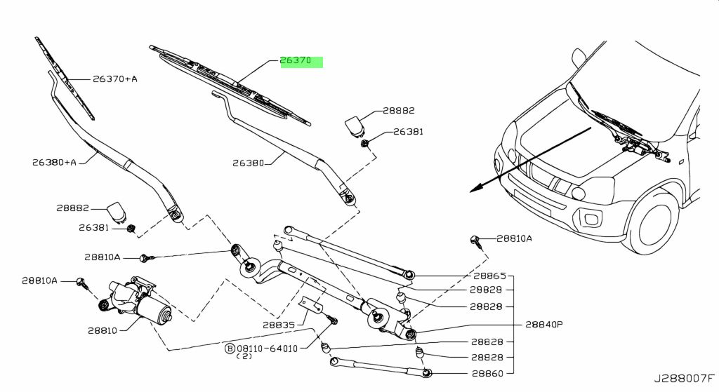 28891-JG400 Spazzola Tergicristallo originale Nissan X-TRAIL ANTERIORE