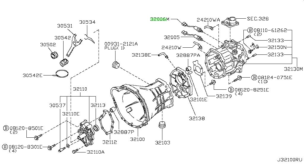 32006-23U6A Interruttore di posizione folle originale Nissan TERRANO NAVARA