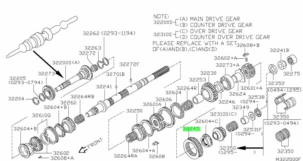 32245-80G64 Cuscinetto Ingranaggio Retromarcia Nissan Terrano 2