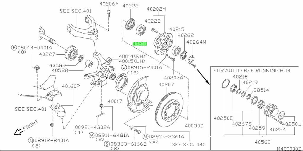 40210-0F000 CUSCINETTO RUOTA ANTERIORE NISSAN TERRANO II