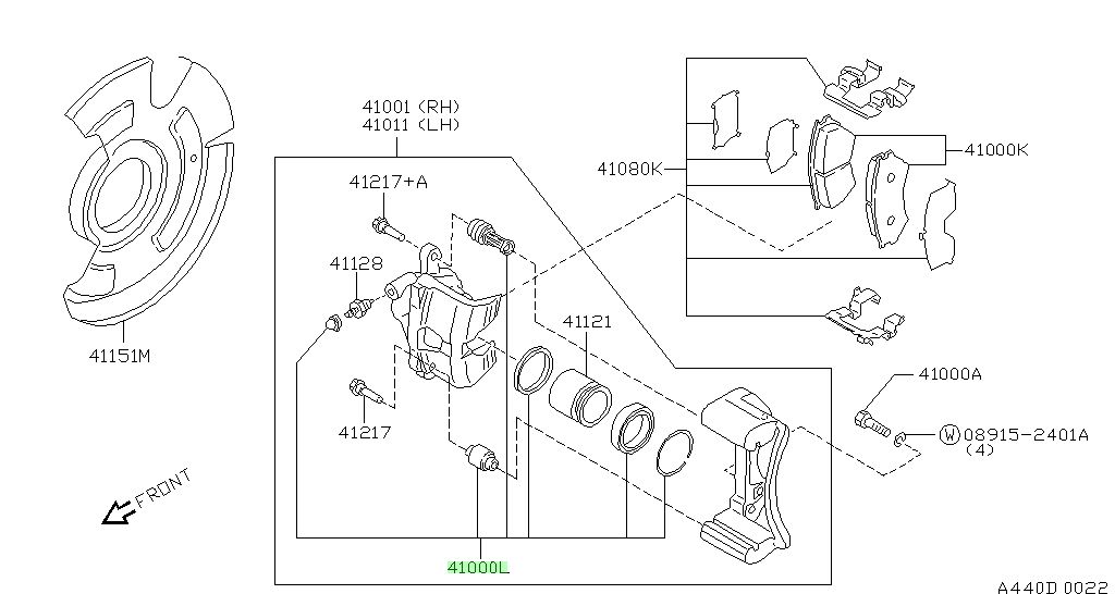 41120-11L27 KIT GUARNIZIONI FRENO A DISCO NISSAN ORIGINALE