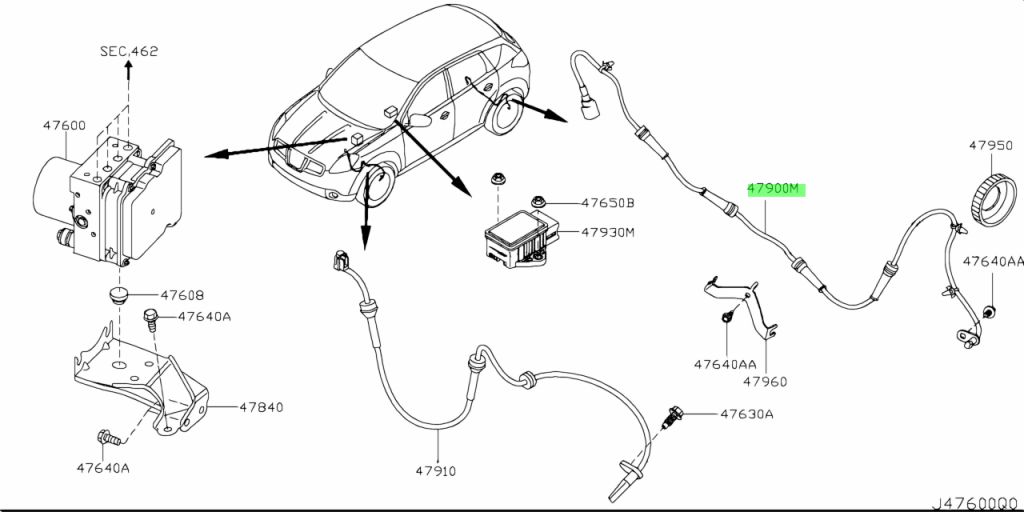 47900-JD000 SENSORE ANTISCIVOLO POSTERIORE Nissan Qashqai
