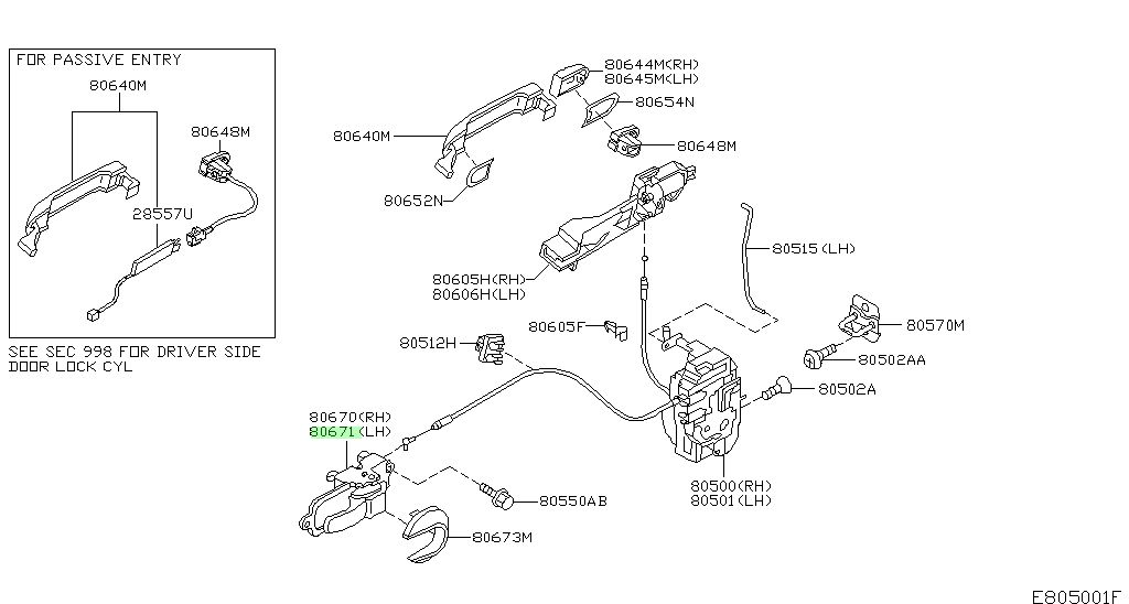 80671AX601 MANIGLIA INTERNA PORTA ANTERIORE SINISTRA NISSAN MICRA 1.5 D 48KW 5M