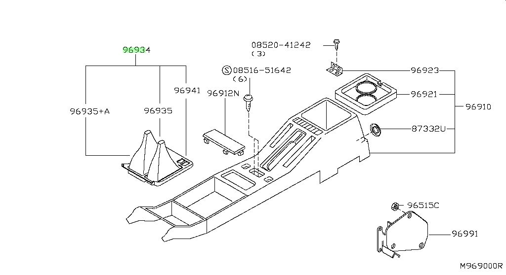96934-0X800 Cornice cover Radica leve cambio Nissan Terrano II Nuova Originale